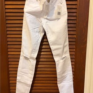 White Distressed Girls Skinny Jeans